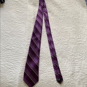 Long purple and silver stripes tie